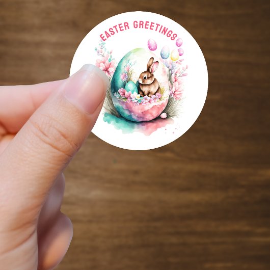 Pasen Groeten Bunny Inside Egg Custom Ronde Sticker