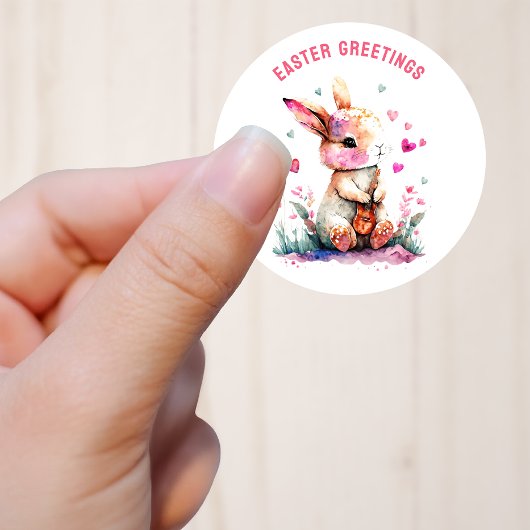 Pasen Groeten Bunny met Zijn Gitaar Ronde Sticker