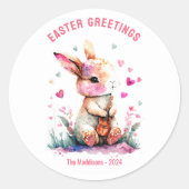 Pasen Groeten Bunny met Zijn Gitaar Ronde Sticker (Voorkant)