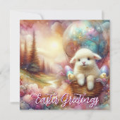 Pasen Groeten Hete Lucht Ballon Lamb Feestdagenkaart (Voorkant)