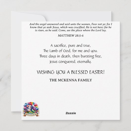 Pasen Groeten Hete Lucht Ballon Lamb Feestdagenkaart (Achterkant)