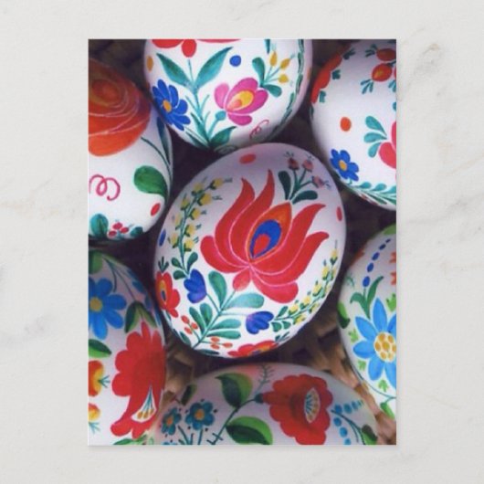 Pasen groeten kalocsai eieren feestdagenkaart (Voorkant)