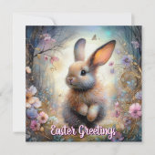 Pasen Groeten Pastel Woodland Bunny Bijbel Verse Feestdagenkaart (Voorkant)