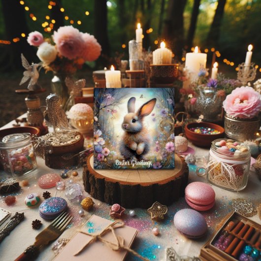 Pasen Groeten Pastel Woodland Bunny Bijbel Verse Feestdagenkaart