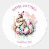 Pasen Groeten Schattige Little Bunny Custom Ronde Sticker (Voorkant)