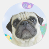 Pasen Groetjes pug Ronde Sticker (Voorkant)
