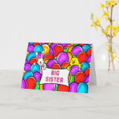 Pasen groots zuster met geverfde eieren Bunny Chic Kaart (Gele Bloem)