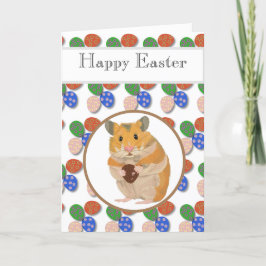 Pasen hamster met chocolade-eieren bewerkbaar feestdagen kaart