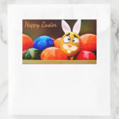 Pasen - "Happy Easter" - Bunny/Eieren Rechthoekige Sticker (Tas)