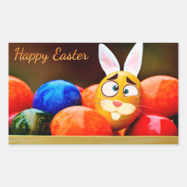 Pasen - "Happy Easter" - Bunny/Eieren Rechthoekige Sticker