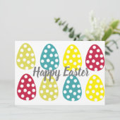 Pasen Happy Easter Eggs Polka Dot Pasen Feestdagenkaart (Staand voorkant)