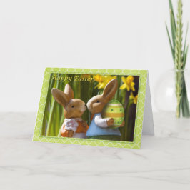 Pasen - "Happy Easter" - Sweet Bunny Couple Feestdagen Kaart