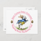 Pasen - Hier komt Peter Cottontail Feestdagenkaart (Voorkant / Achterkant)