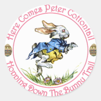 Pasen - Hier komt Peter Cottontail Ronde Sticker