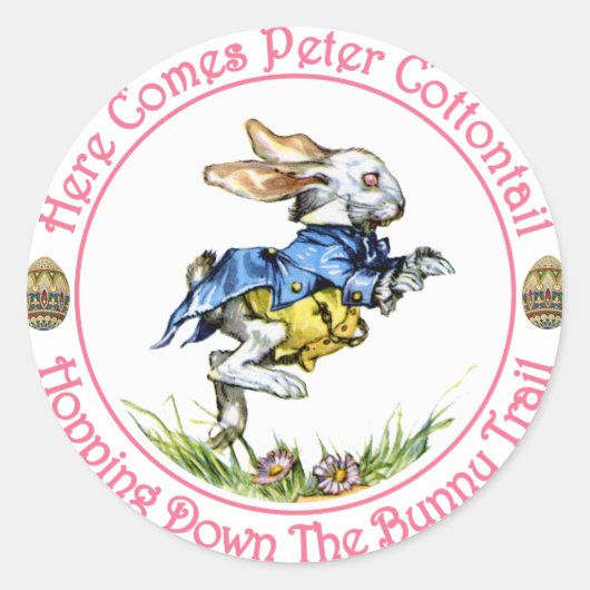 Pasen - Hier komt Peter Cottontail Ronde Sticker (Voorkant)