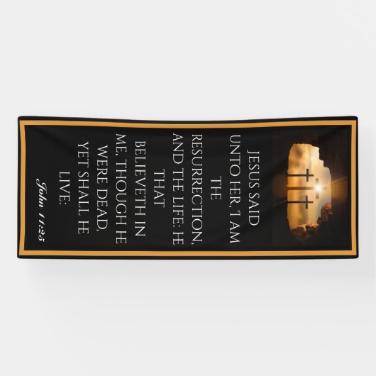 Pasen Hij is drie kruiskerk Spandoek (Horizontaal)