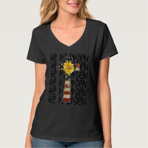 Pasen Hij is een nieuw Jezus Kruis Christelijk Gez T-shirt