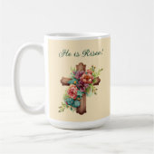Pasen "Hij is gereisd" Floral Cross Koffiemok (Links)