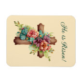 Pasen "Hij is gereisd" Floral Cross Magneet (Horizontaal)
