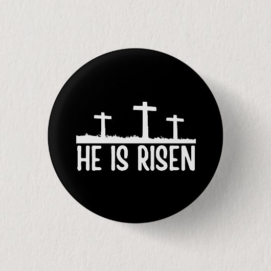 Pasen Hij Is Opgestaan Christelijk Ronde Button 3,2 Cm (Voorkant)