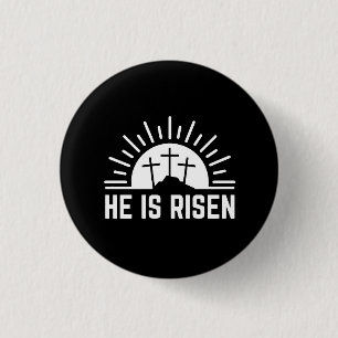 Pasen Hij Is Opgestaan Christelijk Ronde Button 3,2 Cm