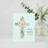 Pasen Hij is Risen Greenery Waterverf Cross Briefkaart (Staand voorkant)