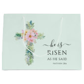 Pasen Hij is Risen Greenery Waterverf Cross Groot Cadeauzakje (Voorkant)
