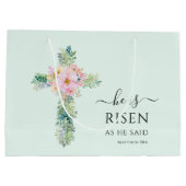 Pasen Hij is Risen Greenery Waterverf Cross Groot Cadeauzakje (Achterkant)