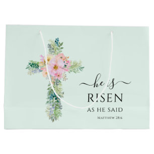 Pasen Hij is Risen Greenery Waterverf Cross Groot Cadeauzakje