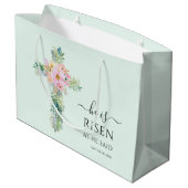 Pasen Hij is Risen Greenery Waterverf Cross Groot Cadeauzakje (Achterkant Gekanteld)
