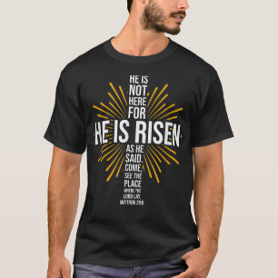 Pasen Hij is Risen Jesus Cross Christelijke Faith T-shirt