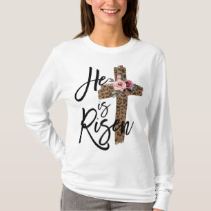Pasen Hij is Risen Luipaard voor Christelijk Tiene T-shirt