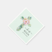 Pasen Hij is Risen Mint Green Waterverf Cross Servet (Hoek)