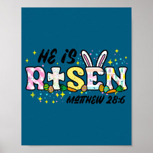 Pasen hij is verrezen matthew 28 6 christelijke vr poster