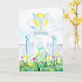 Pasen Hij is verrezen met kruis en duif Kaart (Gele Bloem)