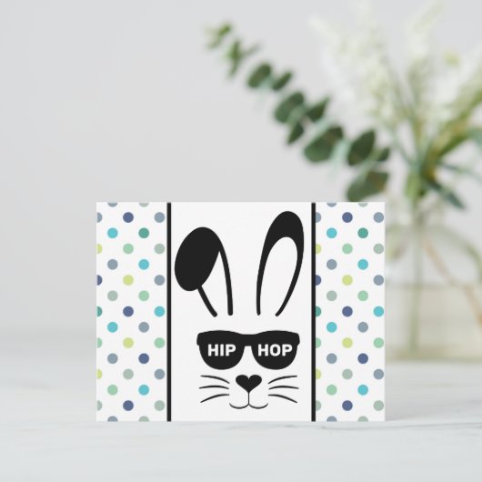 Pasen Hip Hop Bunny Hop Briefkaart (Staand voorkant)