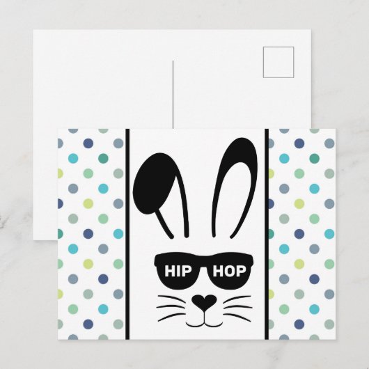 Pasen Hip Hop Bunny Hop Briefkaart (Voorkant / Achterkant)