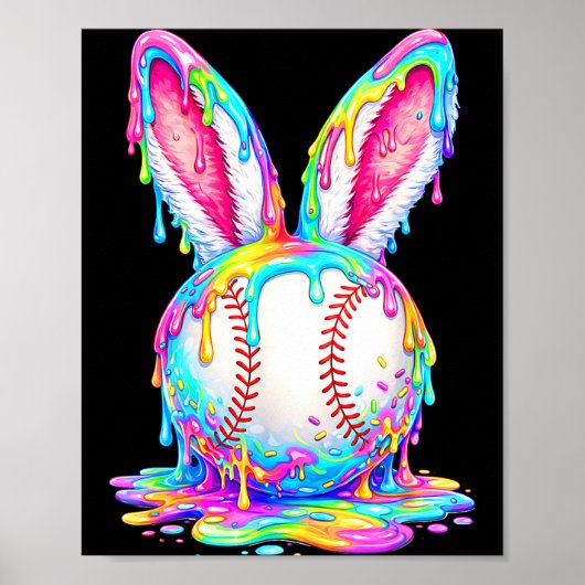 Pasen honkbal druppel Paashaas jongens kinderen Poster (Voorkant)