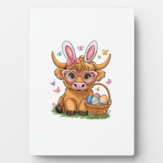 Pasen Hooglandrund Koe Cute Paashaas Boer W Fotoplaat