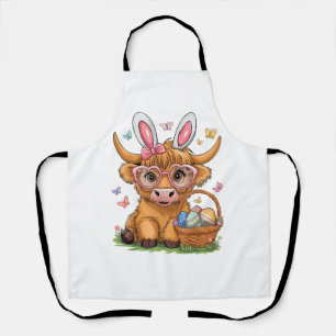 Pasen Hooglandrund Koe Cute Paashaas Boer W Schort