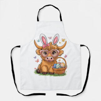 Pasen Hooglandrund Koe Cute Paashaas Boer W Schort