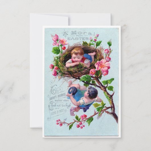  Pasen Illustratie in blauw Kaart (Voorkant)