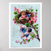 Pasen Illustratie in blauw Poster (Voorkant)