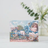 Pasen Illustratie met meisje en lammeren Briefkaart (Staand voorkant)