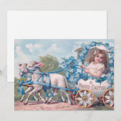  Pasen Illustratie met meisje en lammeren Feestdagenkaart (Voorkant / Achterkant)