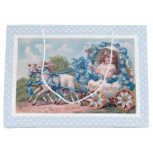  Pasen Illustratie met meisje en lammeren Groot Cadeauzakje (Voorkant)