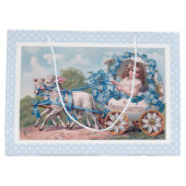  Pasen Illustratie met meisje en lammeren Groot Cadeauzakje (Achterkant)