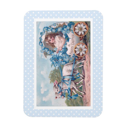  Pasen Illustratie met meisje en lammeren Magneet (Verticaal)