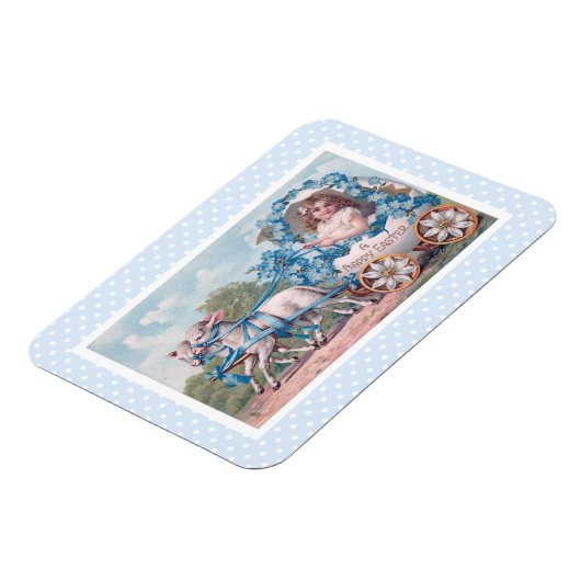  Pasen Illustratie met meisje en lammeren Magneet (Linkerzijde)