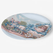  Pasen Illustratie met meisje en lammeren Papieren Bordje (Gekanteld)